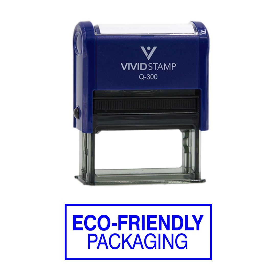 (3 pack) All Quality Eco-Friendly Packaging Self-Inking Rubber Stamp | Professional Business Branding (Blue Ink) - Q-400
