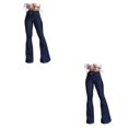 thumbnail image 4 of pitrice Women Wide Leg Jeans High Waist Flared Pants Solid Color Strap Spring Summer Hip-Lifting Ladies Trousers For Office Blue M 2Set, 4 of 6
