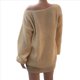 thumbnail image 4 of Vestido Tipo Jersey de Larga con Hombros Descubiertos y Farol para Mujer, de Otoño, Holgado, de Punto Acanalado, Liso Caqui L, 4 of 9
