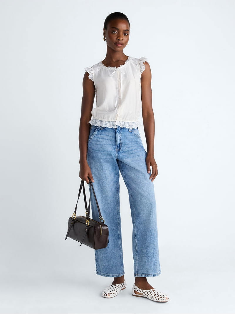 Scoop Women's Day Lace Trim Top, Sizes XS-XXL - Walmart.com