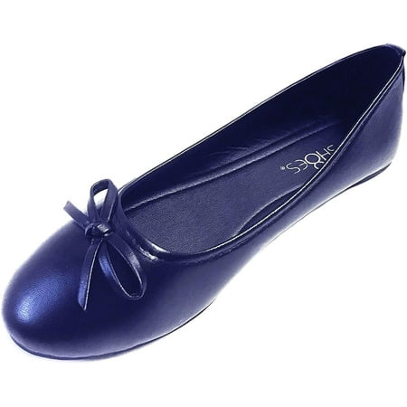 Shoes8teen Womens Ballerina Ballet Flats Shoes (11  Navy 8500)