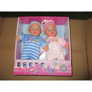 Melissa & Doug Mine to Love Twins Sebastian & Sofia 15” Medium Skin-Tone  Boy and Girl Baby Dolls with Rompers, Caps, Pacifiers