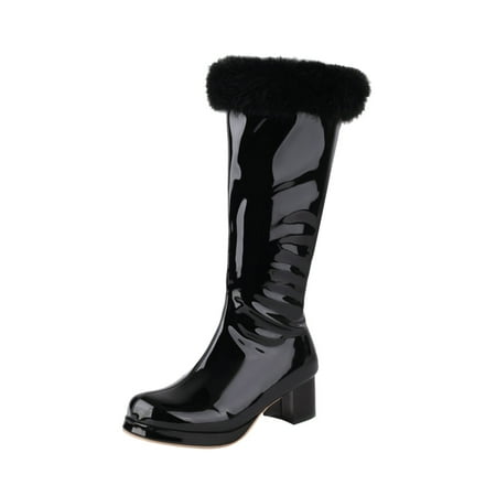 

Fsqjgq Womens Boots Size 10 Women Mid Boots Autumn and Winter Fashionable Simple Solid Color Warm Wool Comfortable Square Heel Thick Heel Side Zipper Women Size 8 Western Boots Black 37