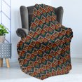 thumbnail image 4 of Geometric Soft Flannel Fleece Throw Blanket, Knitted Seem Jacquard View Pattern Geometric Image, Cozy Plush for Indoor and Outdoor Use, 60" x 80", Petrol Blue Cinnamon, by Ambesonne, 4 of 5
