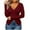 Wine, variant on Honeeladyy Sales Women's 2022 Trendy Solid Color Knitted Sweater Wrap V-neck Criss Cross Front Long Sleeve Autumn And Winter Elegant Blouse
