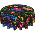 thumbnail image 3 of Mexican Tablecloth Round 60 Inch, Washable Polyester Table Cloth for Kitchen Party Picnic Dining, Mexican Dia De Los Muertos Or Day of Dead Decorations, 3 of 6