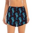 thumbnail image 2 of Xecao's Blue Seahorse for a double-layer running short for women, perfect for gym, tennis, and more, featuring a convenient pocket., 2 of 9