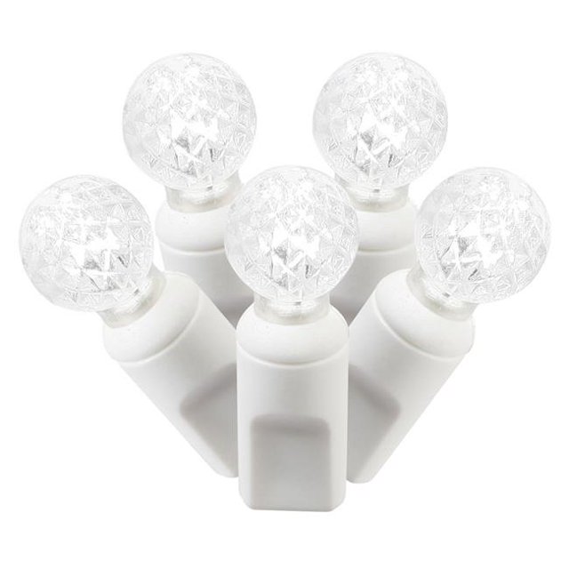 LED White Wire G12 End Connecting 25 ft. Long Light Set with Pure White Lights