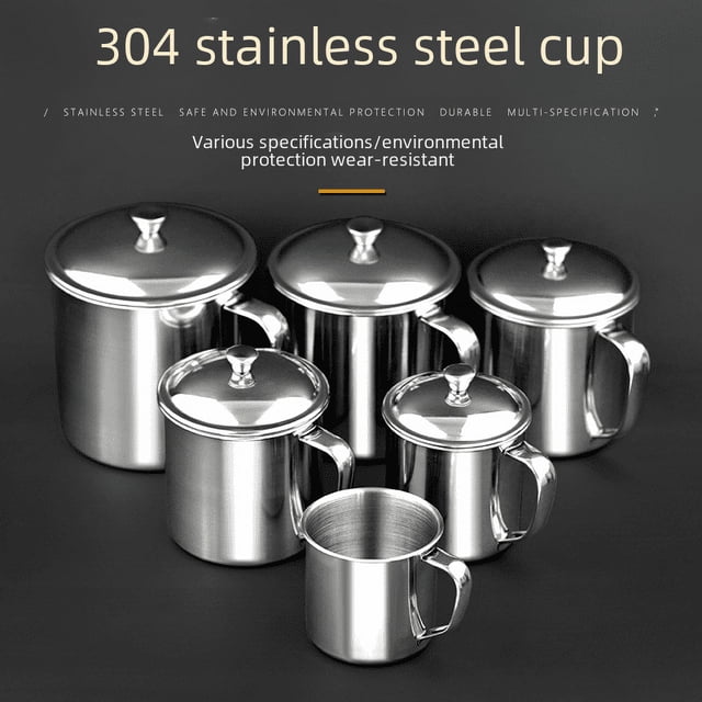 Taza de boca de acero inoxidable 304, taza engrosada con tapa para estudiantes de jardín de infantes, taza de agua, taza de agua anti-escaldado de múltiples especificaciones
