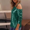 thumbnail image 6 of Laqbezok Sexy Night Out Sparkly One Shoulder Top, Women's Sequin Long Sleeve Glitter Blouse, Elegant Evening Party Outfit, 6 of 10