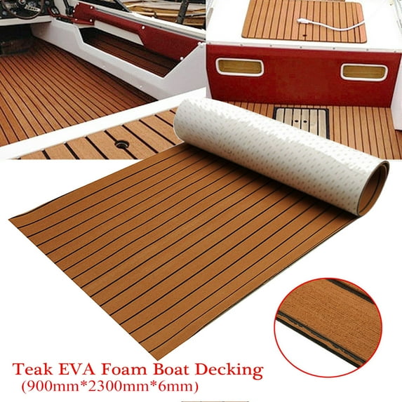 35"X91" 6mm-Thick Brown Non-skid EVA Foam Boat Flooring Faux Teak Sheet Marine Yacht Synthetic Teak Decking
