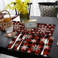 thumbnail image 5 of Cinvoph 5pcs Christmas 13"x72" Table Runner and 12"x18" Placemat Set Plaid Snowflake Runner & Xmas Table Mat for Holiday Kitchen Dining Decoration, 5 of 6