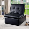 thumbnail image 3 of Furniture of America Kamala Faux Leather Tufted Futon Chair in Black, 3 of 6