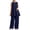 Navy02, variant on Costeam Womens Solid Two Piece Co Ord Set Flutter Short Sleeve Tunic Top Wide Leg Long Pants Dual Side Pockets Soft Knit Loose Fit Casual Loungewear Outfit