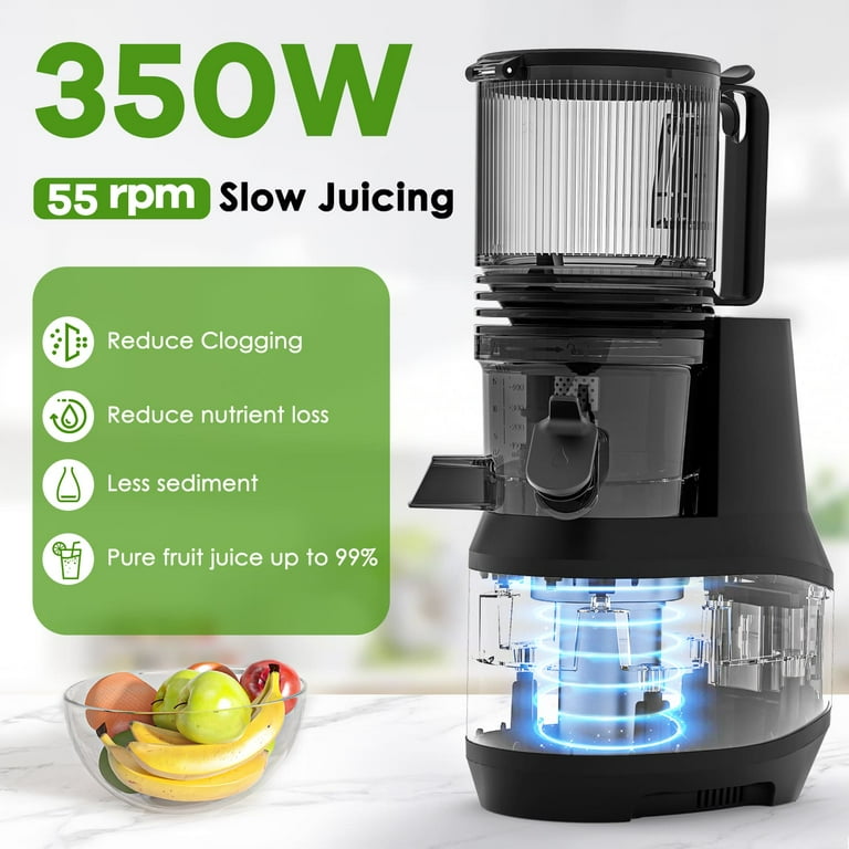 Canoly Hands-Free Slow Juicer – 6.2" XL Chute for Whole Fruits & Veggies – High-Yield Cold Press, Easy Clean, JE-24