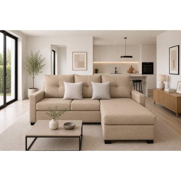 Sala Esquinera Hermes El Bazar Store Beige 215x165 cm Lado Izquierdo y derecho Lino nacional
