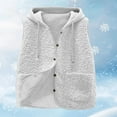 thumbnail image 6 of BXJX Women V Neck Fleece Vest- Open Front Button Down Sleeveless Casual Winter Warm Cozy Outerwear with Pockets White Size L, 6 of 6
