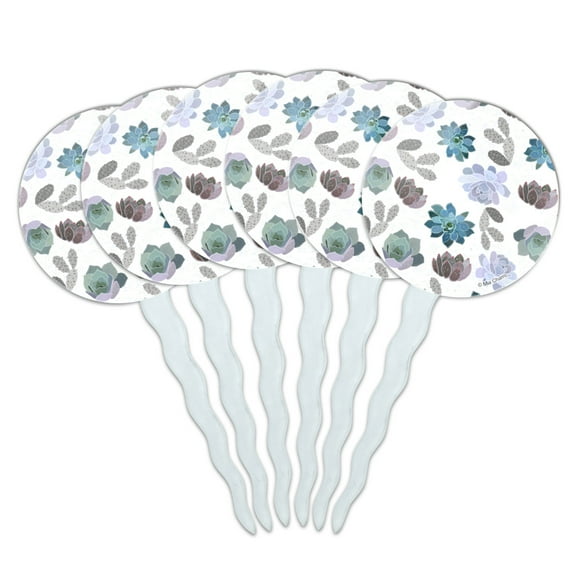 Cool Succulents and Cactus Cupcake Picks Toppers Decoration Set of 6