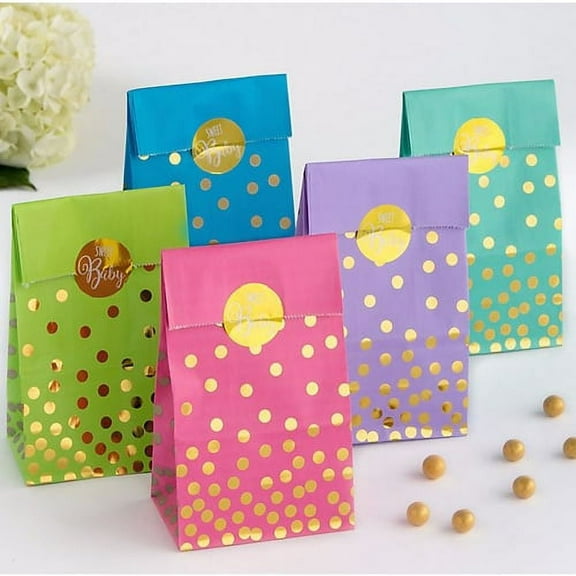 Various Multicolor New Baby Shower 'Sweet Baby' Paper Favor Bags (20ct)