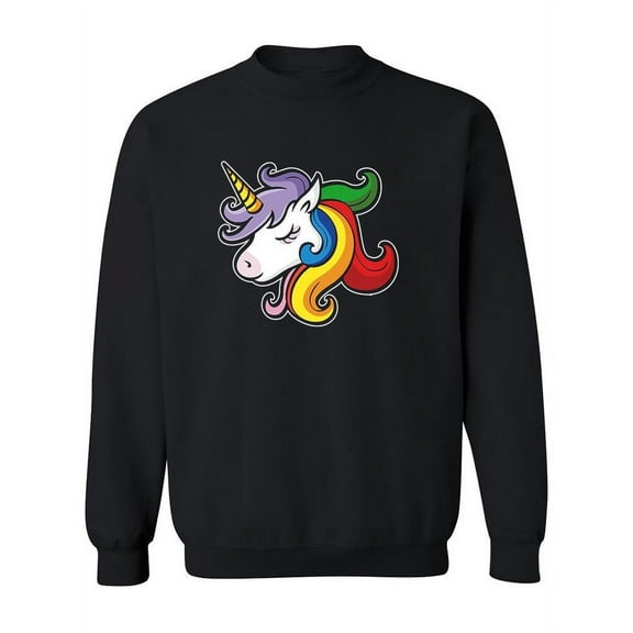 Cartoon Of A Unicorn Head Sweatshirt Women -Image by Shutterstock, Female Large
