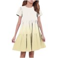 thumbnail image 2 of MKOSPLRT Girls Gradient Babydoll Dresses 4-15 Years Short Sleeve Swing Tiered Dress Casual Beach Midi Dress Swing Skater Twirl Dresses, 2 of 5
