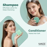 SAISZE Rosemary & Biotin Shampoo and Conditioner Bar Set, 2 Pcs Handmade Natural Shampoo Bars for Hair, Bar Shampoo and Conditioner for Thickening, Conditioning & Clarifying, Travel-Friendly