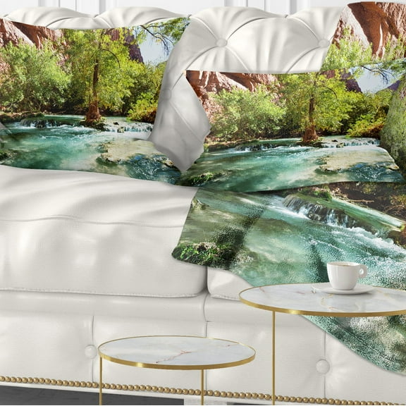 Designart 12" x 20" Green Polyester Throw Pillow