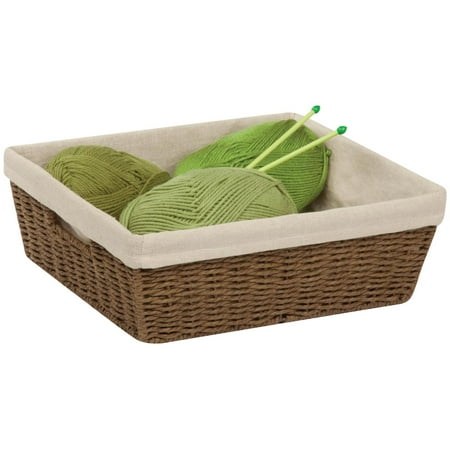 Brown Oval Basket - Honey Can Do Short Parchment Cord Basket with Liner, Brown/Beige