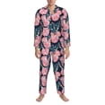 thumbnail image 3 of Balery Rose Flowers Pijama para Hombre de Dos Piezas con Manga Larga, Conjunto de Dormir y Descanso Suave con Bolsillos-Medium, 3 of 7