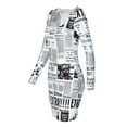 thumbnail image 4 of Coduop Women Bodycon Mini Dress Square Neck Long Sleeve Newspaper Slim Dresses, 4 of 6