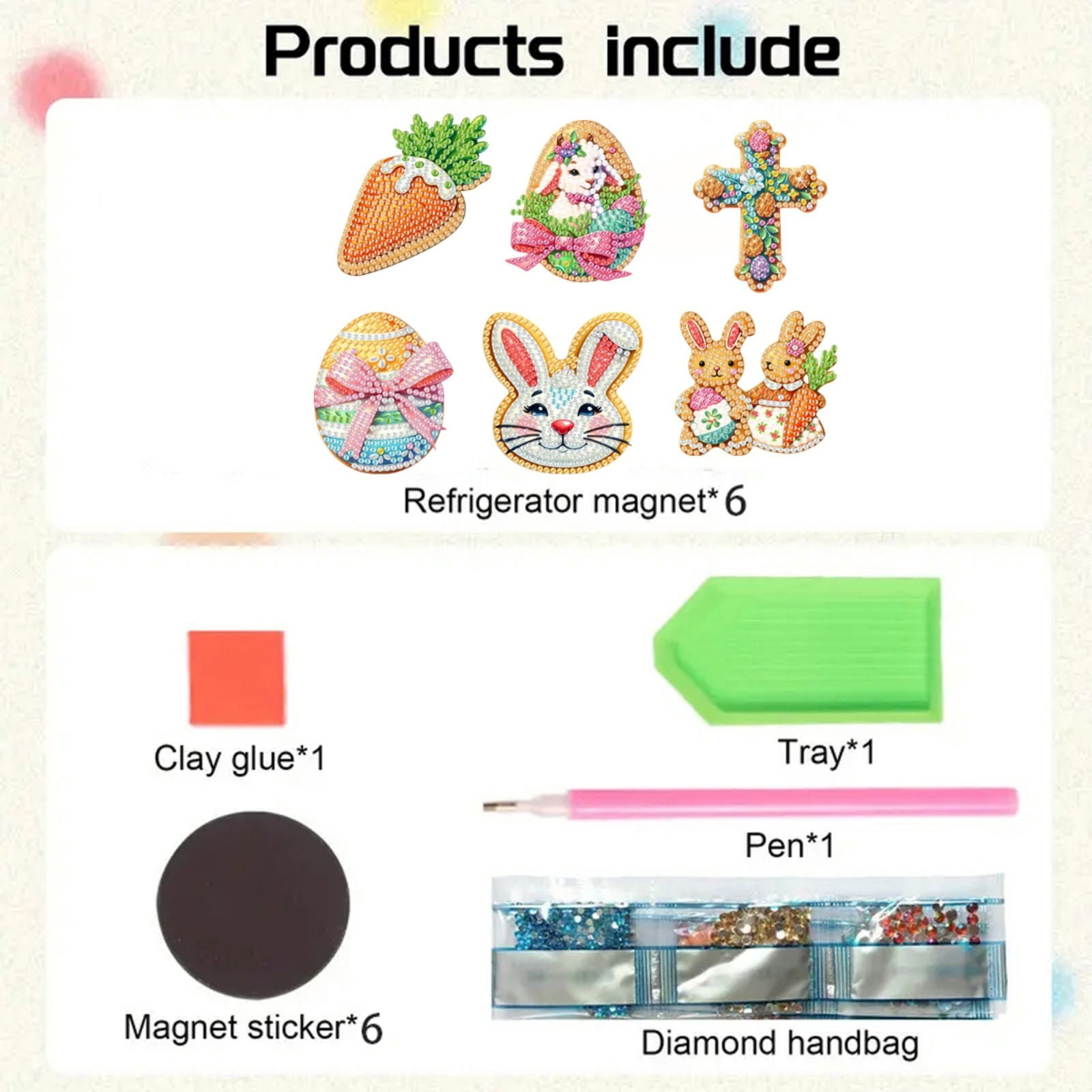 FLOPESN 6Pcs Holiday DIY Diamond Art Painting Refrigerator Magnet,Creative Design Easter St. Patrick's Day Acrylic Home Decors-Cookies