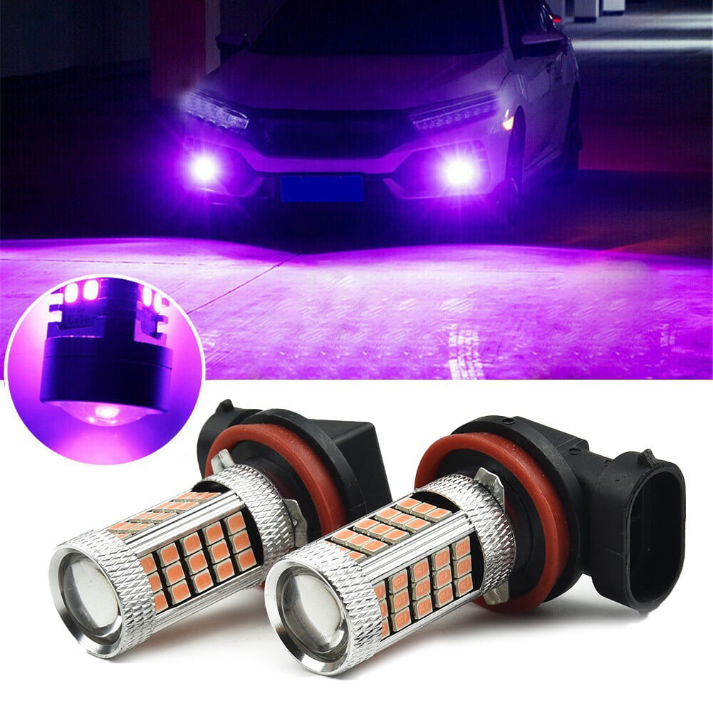 1 Pair Pink-Purple LED 33SMD H10 9145 Projector Lens Bulb Driving Fog Light Car