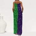 thumbnail image 6 of Feancey Christmas On Sale Womens Mardi Gras Party Jumpsuits Carnival Themed Sequin Printed Bib Overalls Sleevelss Shoulder Strap Wide Leg Rompers Parade Jumpsuit with Pockets Multicolor M, 6 of 8