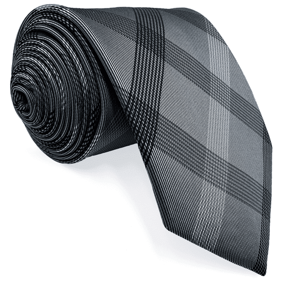 Ties for Men Necktie Gray Check Classic Size 57.5"