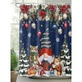 thumbnail image 2 of Blue Christmas Small Stall Shower Curtain, Waterproof Shower Curtains for Bathroom, Winter Gnomes Poinsettia Pine Tree Branches Washable Fabric Cloth Bath Curtain for Bathtub with Hooks 36x72 Inches, 2 of 6