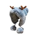 thumbnail image 2 of WREESH Women's Critter Winter Fleece Hat With Integrated Scarf, Neck Warmer, and Earmuffs Solid Color Gray, 2 of 3