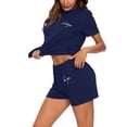 thumbnail image 4 of INSPIRE CHIC Women's Sleepwear Crew Neck Nightwear with Shorts Loungewear Pajama Set XL Navy Blue, 4 of 5