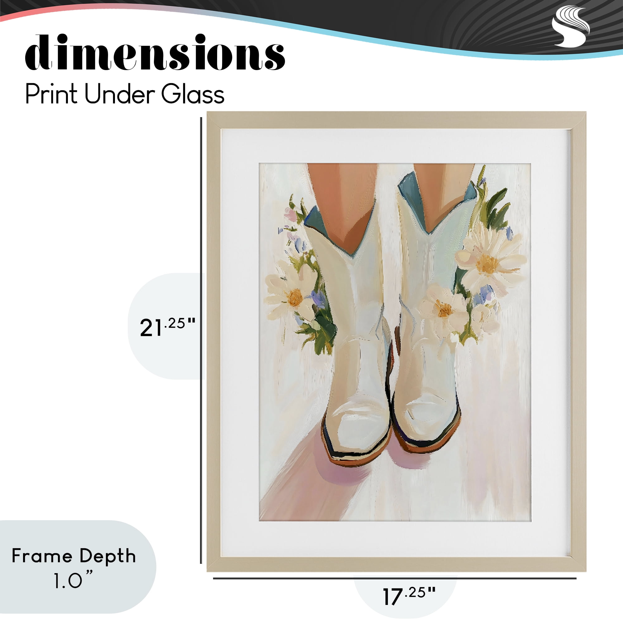 Stupell Industries Blooming Cowgirl Boots Birch Framed Print Under Glass, design by The Prints Vibe