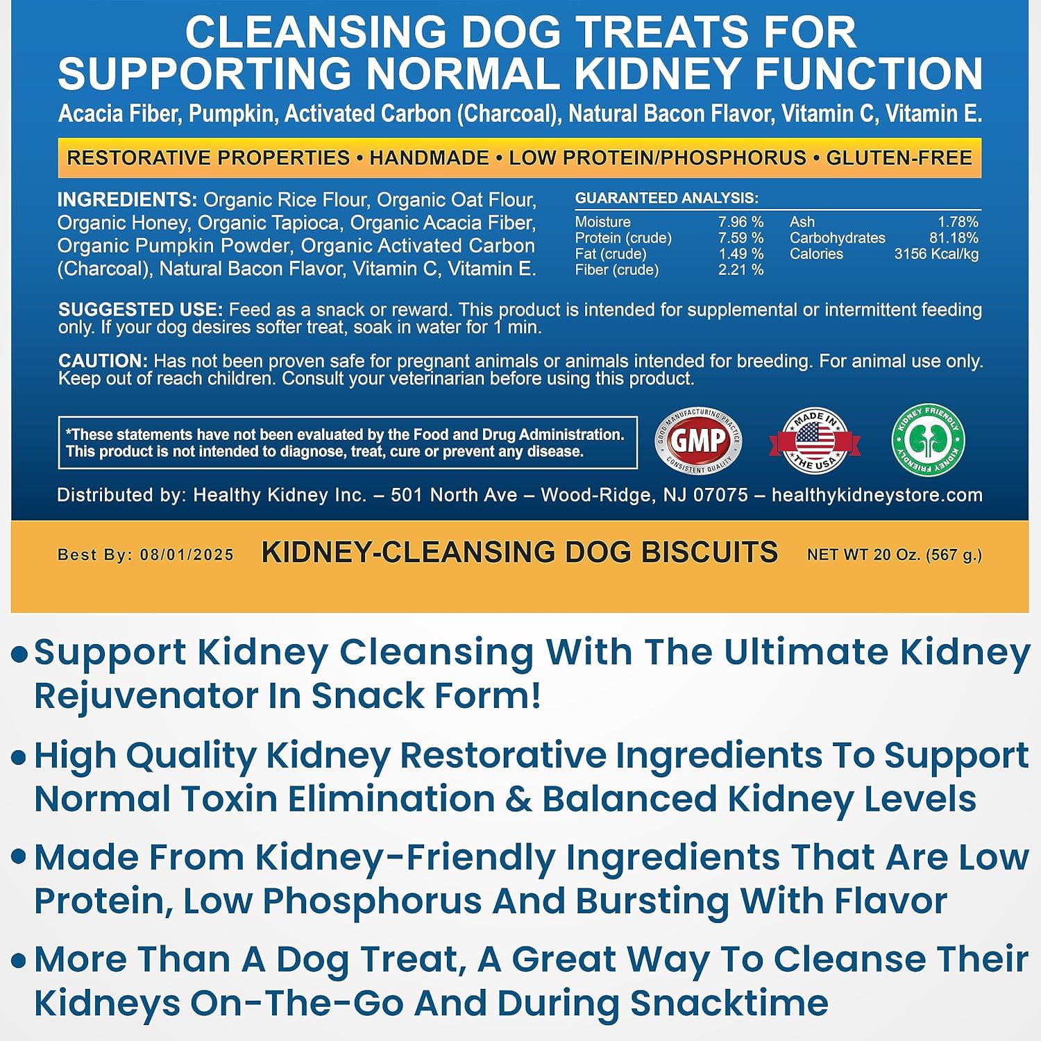 Kidney Cleanse Dog Treats 20oz - Renal & Toxin Elimination, Low-Protein, Vitamin-Enriched