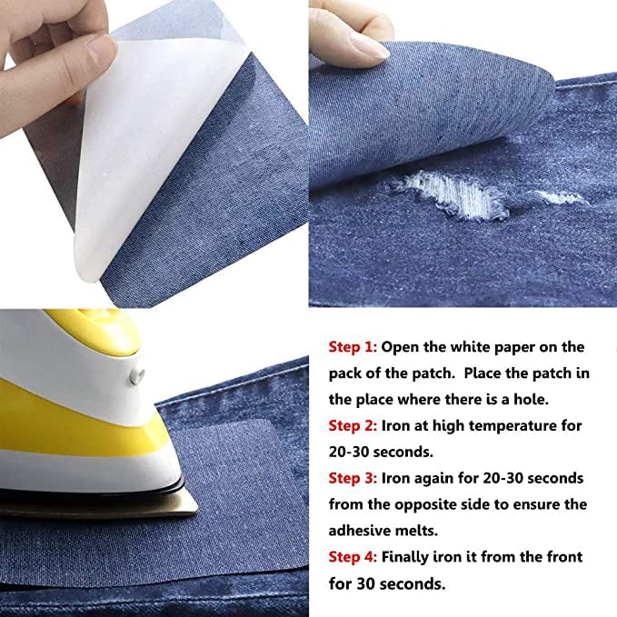 20pcs DIY Design Iron on Denim Fabric Patches Clothing Jeans Repair Kit 5 Colors 
