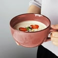 thumbnail image 2 of Sylvtty Ceramic Breakfast Bowl 700ml Microwave & Oven-Safe Soup Mug with Lid & Spoon Large Capacity Soup Bowl for Oatmeal Noodles, 2 of 7