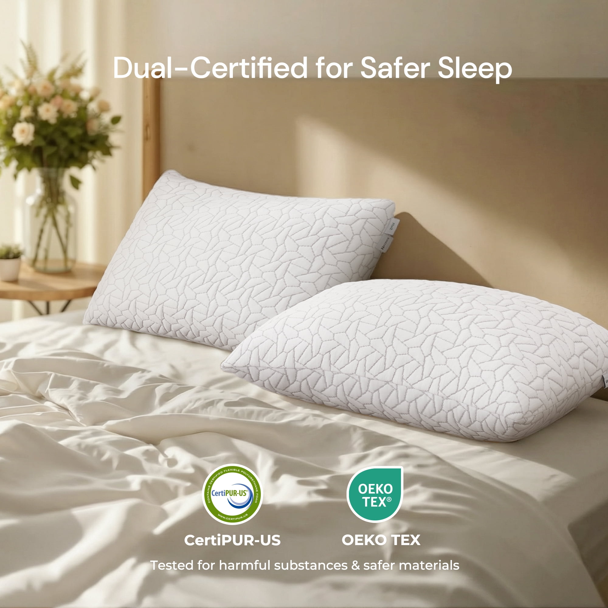 MARNUR Cooling Shredded Memory Foam Pillow Queen Set of 2, Adjustable Bamboo Shredded Pillow for Side, Back & Hot Sleepers