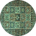 thumbnail image 1 of Ahgly Company Machine Washable Indoor Round Animal Turquoise Blue Traditional Area Rugs, 6' Round, 1 of 4