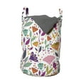 thumbnail image 1 of Floral Laundry Bag, Ornamental Botanical Flower Blossom Petals Leaves Mother Nature Girlish Pattern, Hamper Basket with Handles Drawstring Closure for Laundromats, 13" x 19", Multicolor, by Ambesonne, 1 of 4