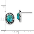 thumbnail image 3 of 925 Sterling Silver Rhodium/Oxidized With Recon. Turquoise Post Earrings; for Adults and Teens; for Women and Men, 3 of 3
