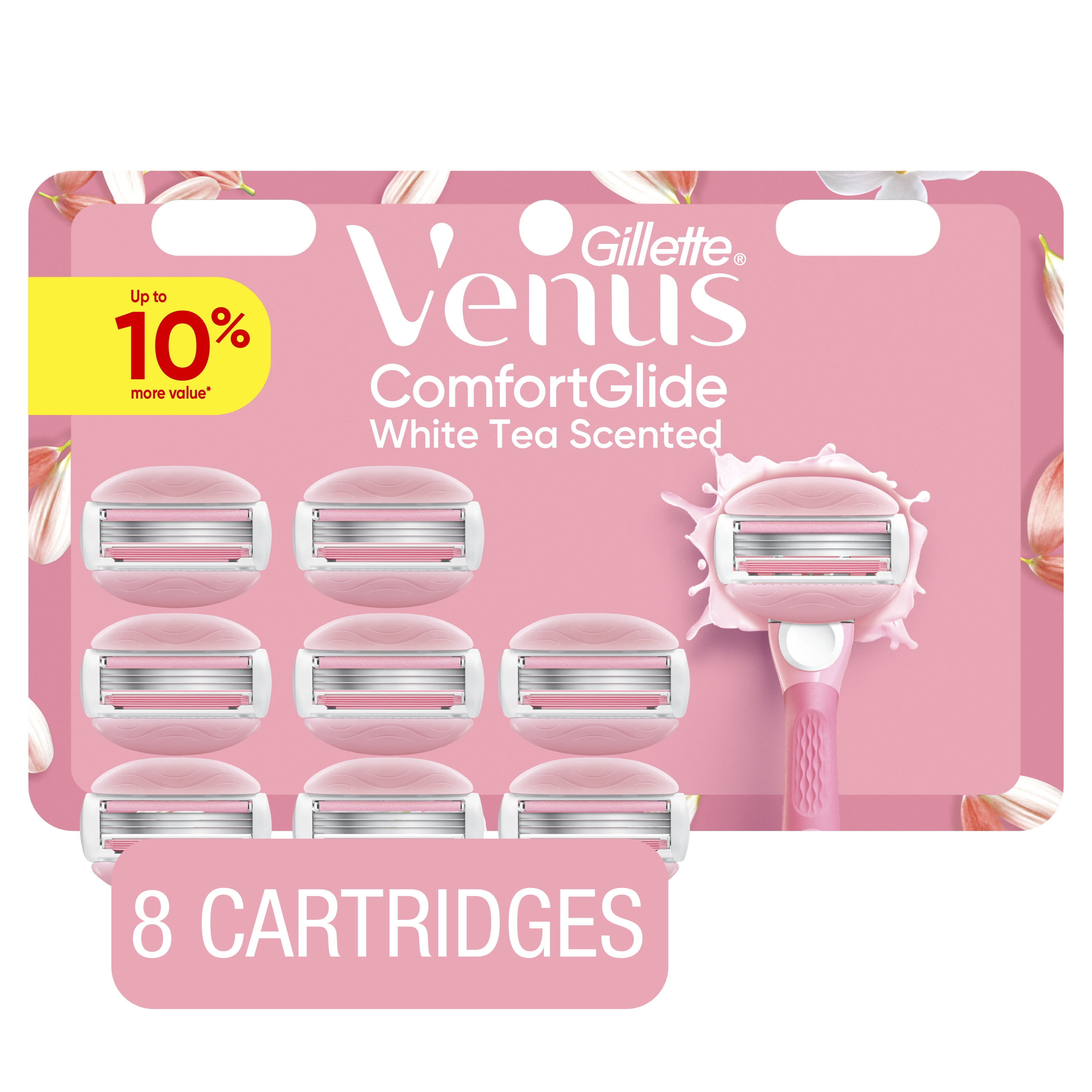 Venus ComfortGlide3 White Tea Manual Razor Bundle with 10 Blade Cartridge Refill