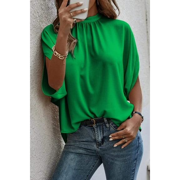 Tie Back Slit Half Sleeve Blouse