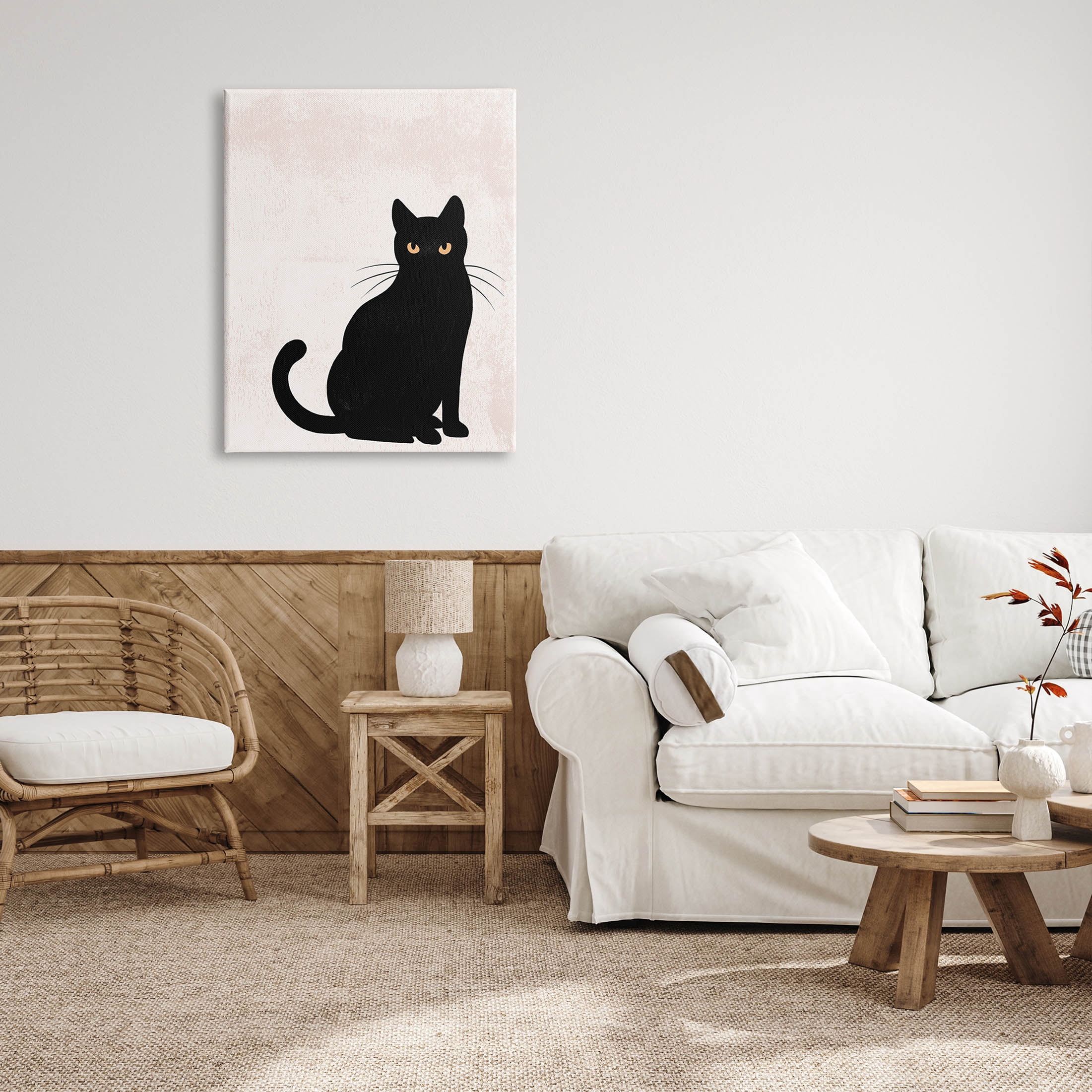 Stupell Industries Halloween Black Cat Silhouette Graphic Art Gallery Wrapped Canvas Print Wall Art, Design by Jo Taylor