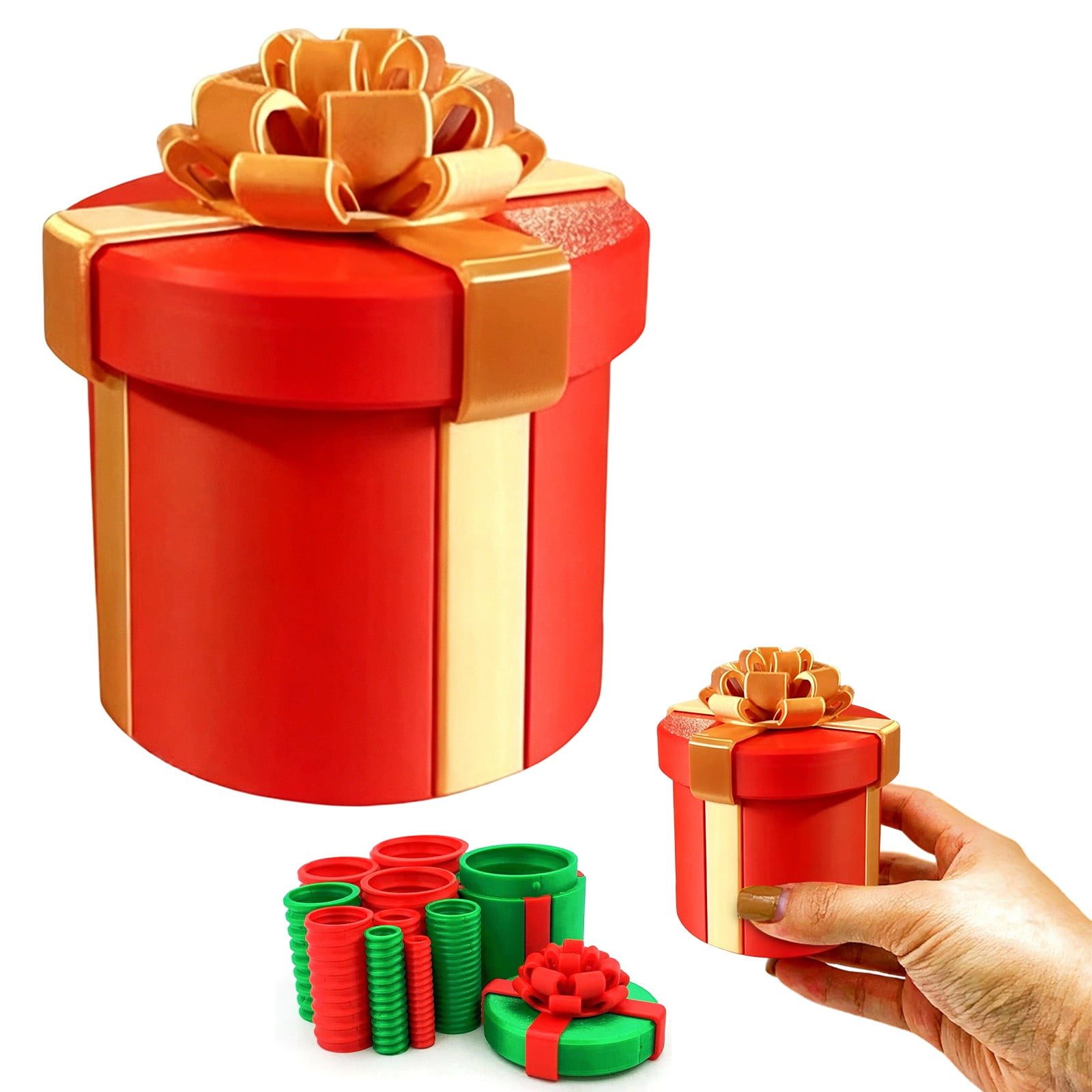 Gift Boxes 10 Layer Nested Screw Prank Gift Box Plastic Puzzle Box with Bright Bow Reusable Tricky Unboxing Game for Christmas Birthday Mini Gift Wrap