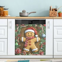 Christmas Gingerbread Man Dishwasher Magnet Cover for Washers Fridge Panel Decal 23"W x 26"H Inch